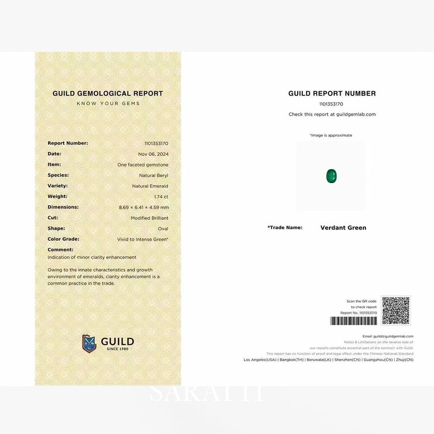 Guild Certified Emerald Close-Up | SARATTI