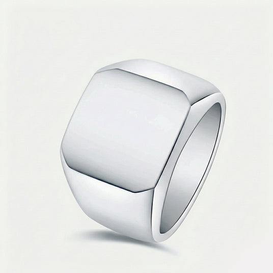 Mens wedding band minimalist luxury ring in 18K white gold | SARATTI