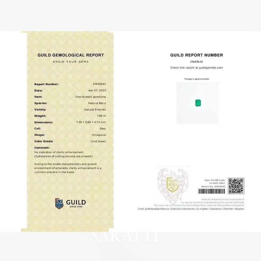 Guild Certified Emerald Close-Up | SARATTI