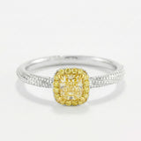 Yellow Gold Princess Cut Diamond ring luxury handcrafted ring on grey background in 18K white gold | SARATTI