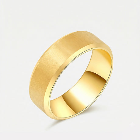 8mm mens wedding band minimalist luxury ring in 18K yellow gold | SARATTI