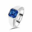 Mens sapphire wedding band luxury gemstone wedding ring in 18K white gold | SARATTI