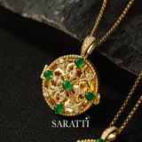 Emerald Rosette - Natural Emerald & Diamond Pendant