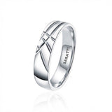 Mens comfort fit wedding band luxury minimalist wedding ring in 18K white gold | SARATTI