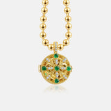 Emerald Rosette - Natural Emerald & Diamond Pendant