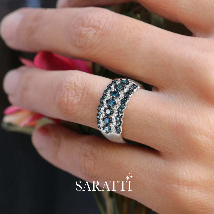 Azure Élan Blue Diamond 18K White Gold Ring