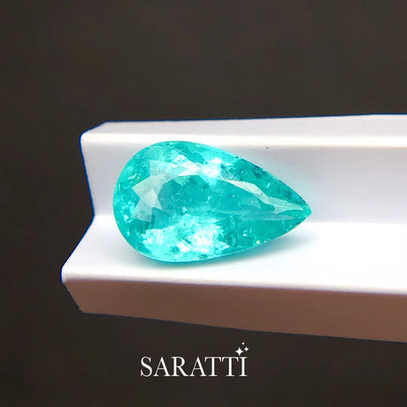 1.95ct Natural Neon Blue Tourmaline Pear Cut Gemstone | SARATTI