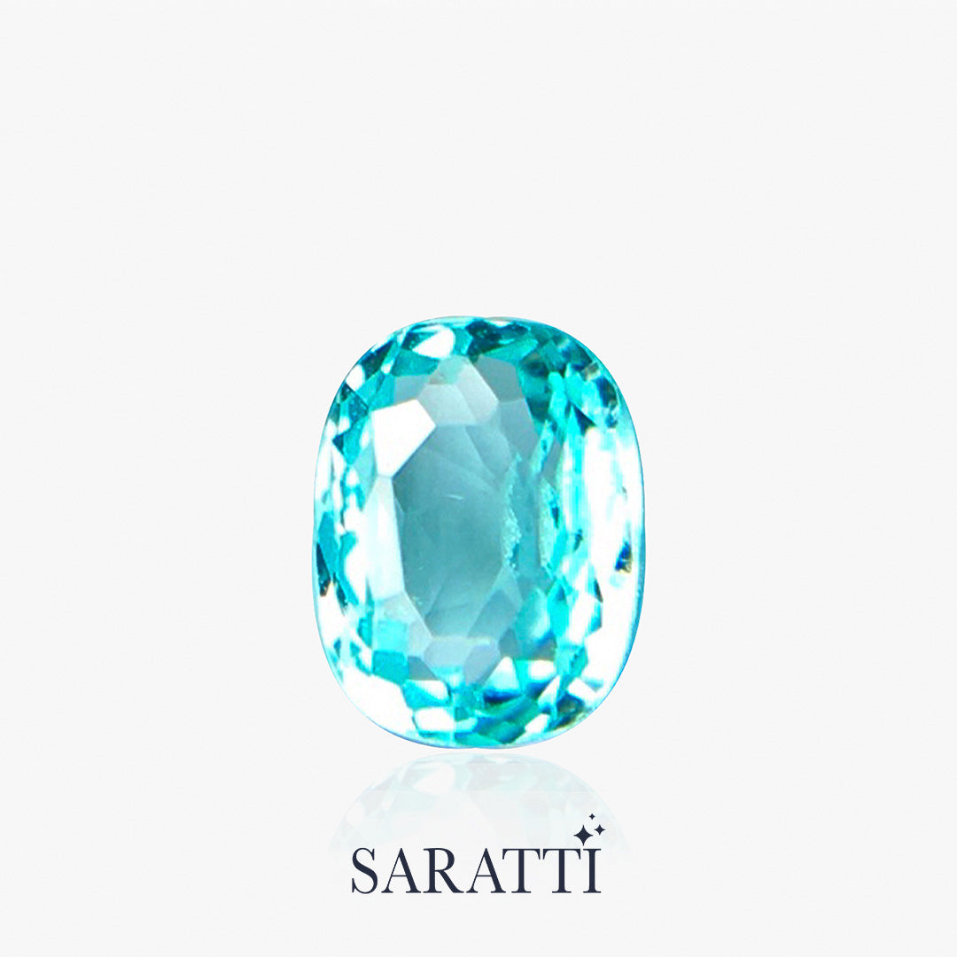 Neon Blue Cushion Paraiba Tourmaline Close-Up | SARATTI