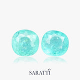 Neon blue cushion tourmaline matching pair | SARATTI