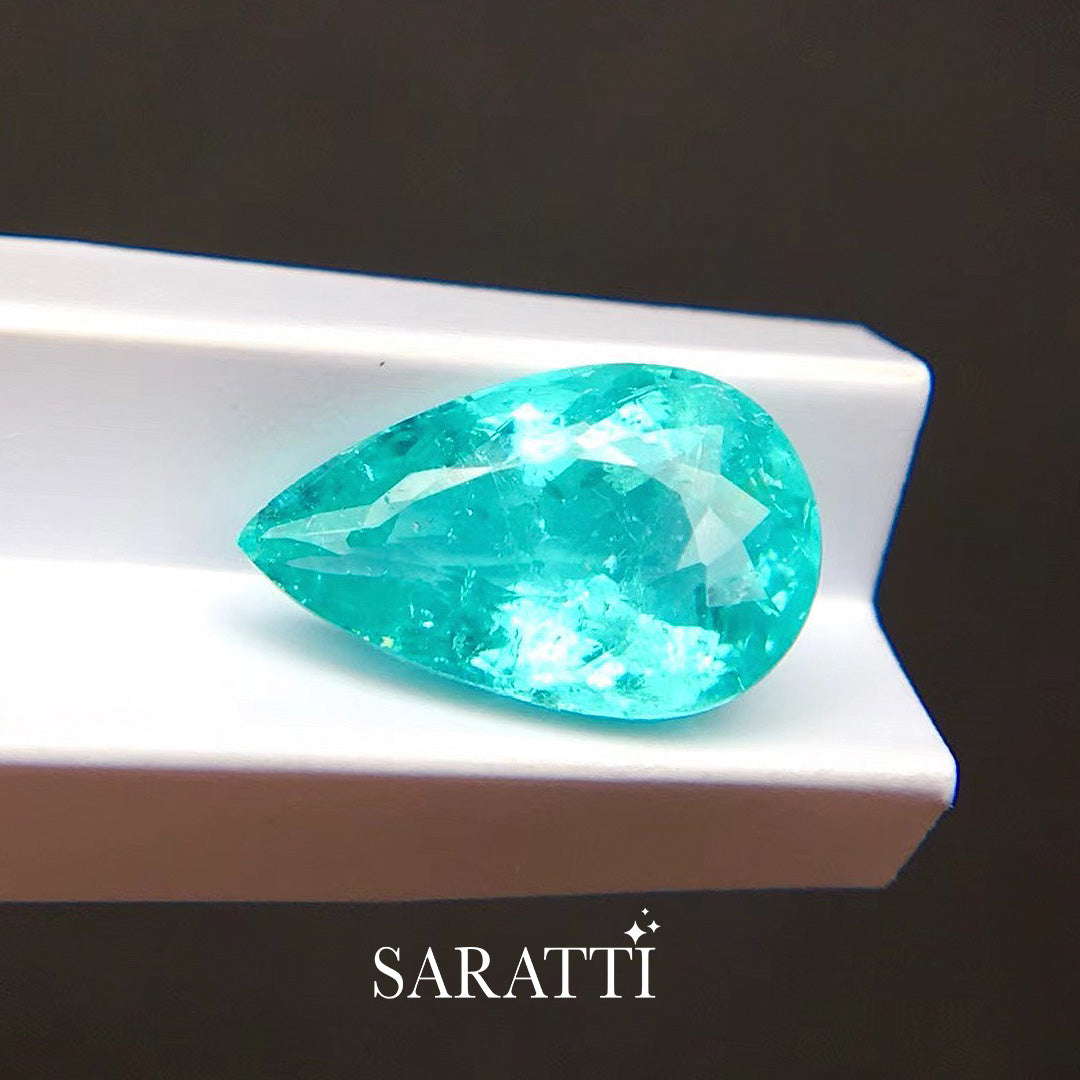 1.95ct Natural Neon Blue Tourmaline Pear Faceted | SARATTI