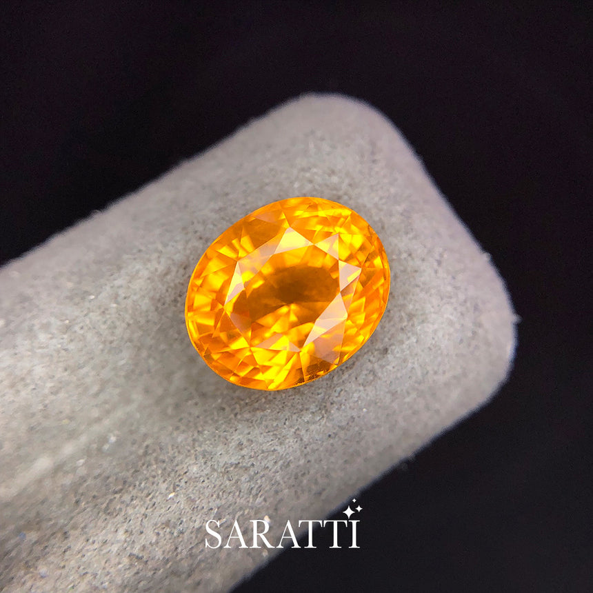 6.14 carats Natural Fancy Yellow Sapphire Gemstone | Oval Cut