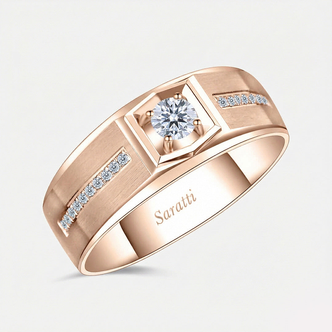 Animus Meraki diamond ring for men luxury statement design in 18K rose gold | SARATTI