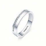 Thin mens wedding band diamond wedding ring in 18K white gold | SARATTI