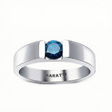 Blue mens wedding band luxury tension set diamond ring in platinum | SARATTI
