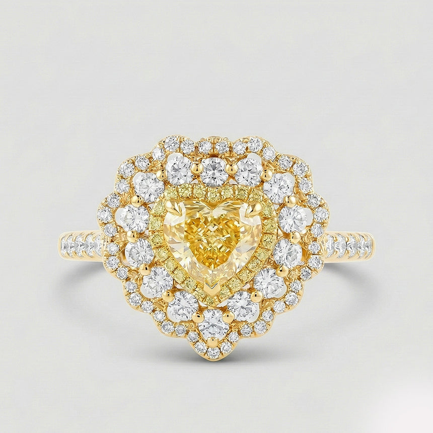 Vintage Yellow Diamond engagement ring vintage inspired setting detail luxury jewelry | SARATTI