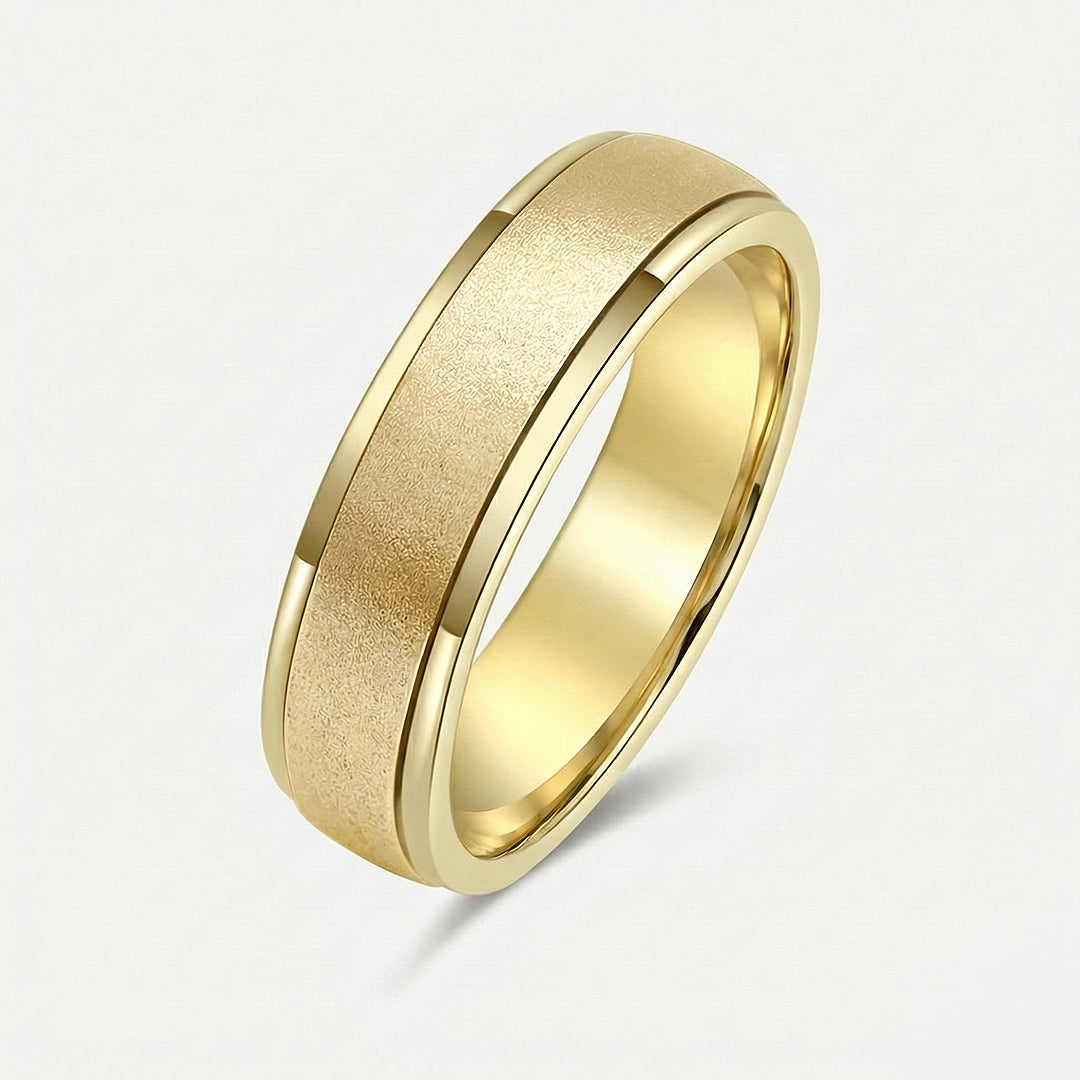 Two tone mens wedding band classic luxury ring in 18K yellow gold | SARATTI