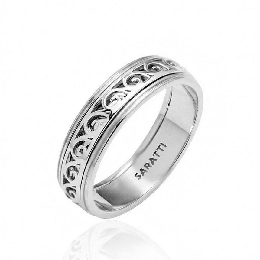 Vintage mens wedding band luxury handcrafted ring in platinum | SARATTI