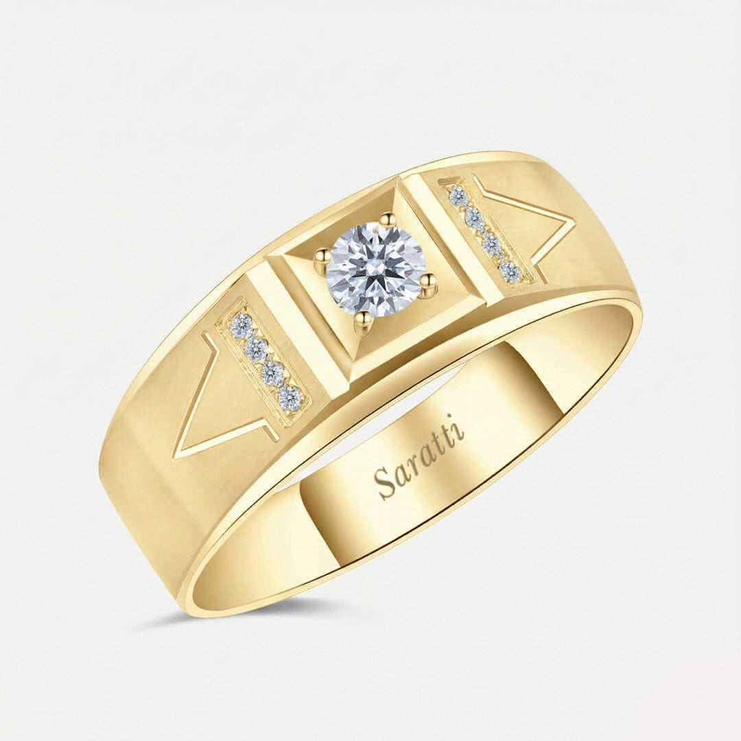 Adamantine Courage diamond ring for men luxury everyday wear in 18K yellow gold | SARATTI