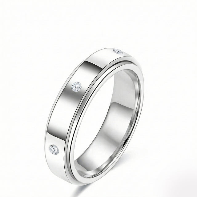 6mm mens wedding band with diamonds luxury ring in 18K white gold | SARATTI
