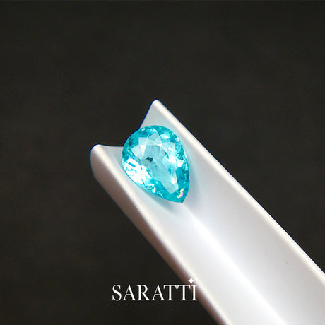 1.72ct Natural Neon Blue Tourmaline Pear Cut Gemstone | SARATTI
