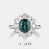 Celestial Bloom – Natural Unheated Sapphire & Diamond Ring