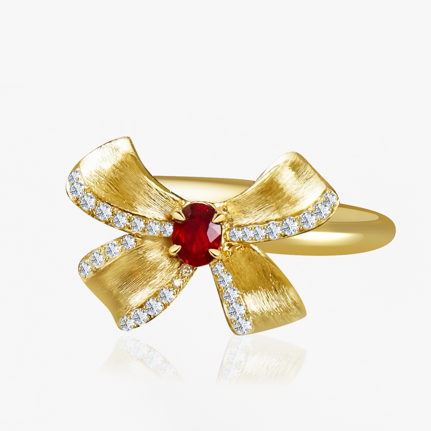 Rouge Ribbon Pigeon Blood Red Natural Ruby Ring