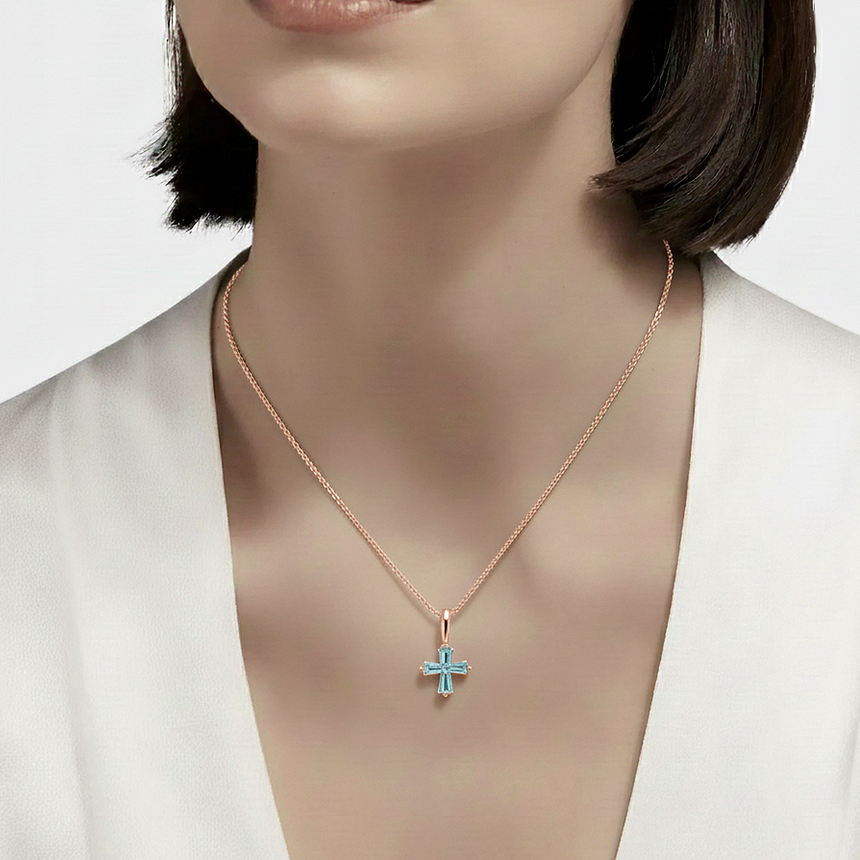 Celestial Cross – Aquamarine Solitaire Edition