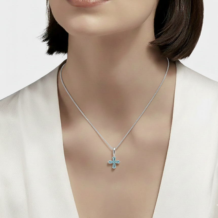Celestial Cross – Aquamarine Solitaire Edition