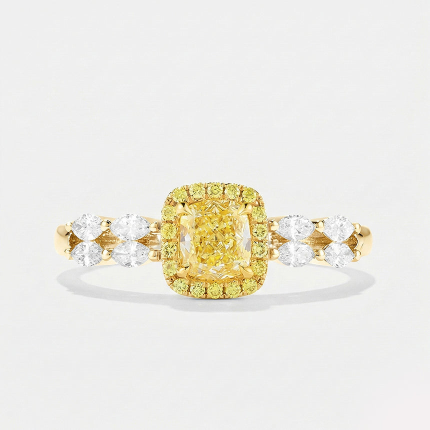 Yellow Diamond promise ring luxury handcrafted ring in 18K yellow gold | SARATTI