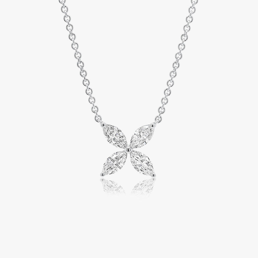 Frosted Petals Snowflake Necklace in platinum with lab-grown diamonds | SARATTI