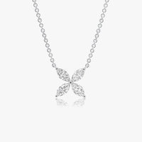 Frosted Petals Snowflake Necklace | Platinum Lab Diamond Pendant | SARATTI