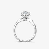 【Haku】White Diamond Halo Platinum Ring