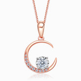 Half Moon Diamond Chain Necklace in Rose Gold | Saratti
