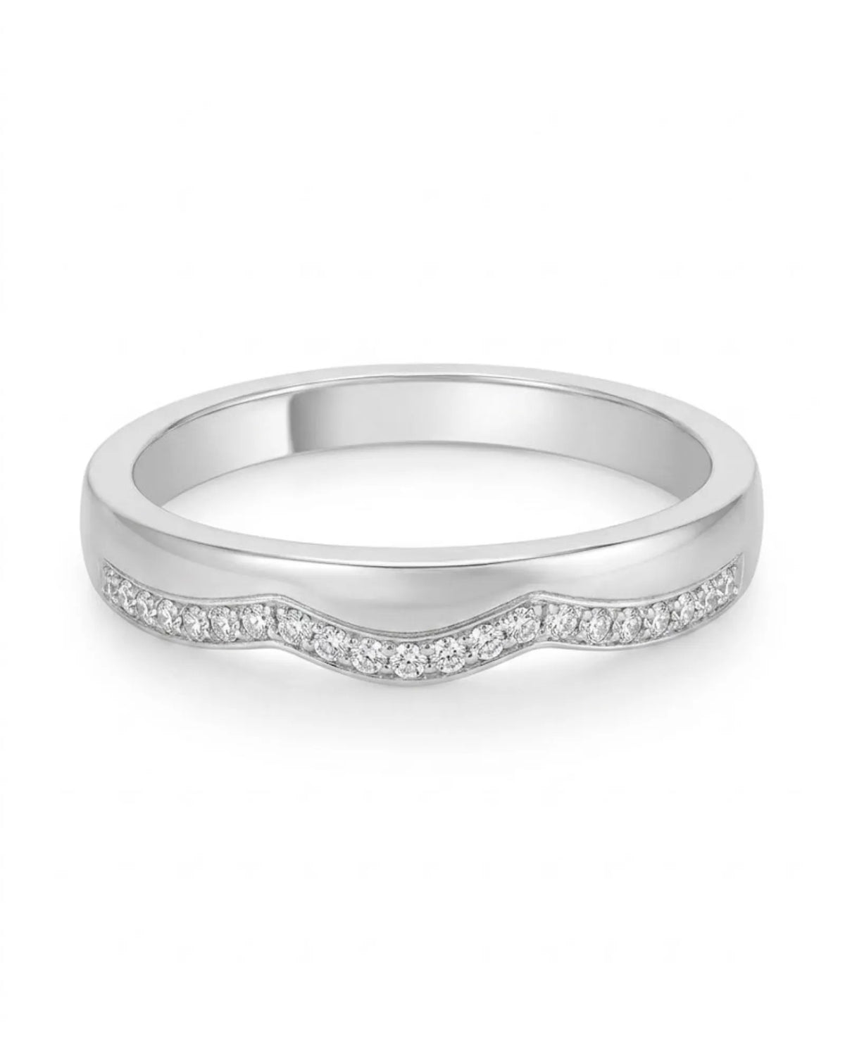 Half eternity diamond bands with brilliant accents and clean contemporary lines in luminous 18K white gold | SARATTI