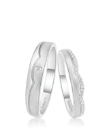 Half eternity diamond wedding band set crafted in polished platinum with an elegant coordinated design | SARATTI