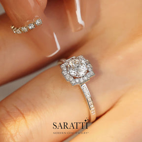 Engagement Ring with Round Halo | Modern Gem Jewelry | Saratti