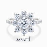 Platinum Fleur Diamantée Natural Diamond Engagement Ring | Saratti Diamonds 