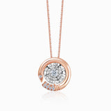 Serpentine Rose Gold Halo Diamond Necklace