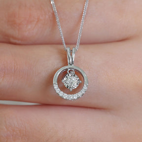 Halo Diamond Necklace in 18K Solid Gold | Saratti