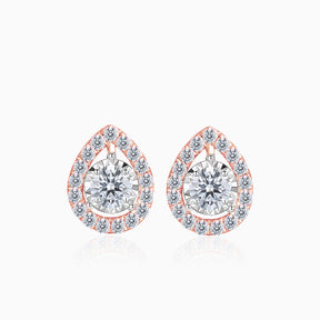 Rose Gold Pear Shaped Tiny Diamond Stud Earrings | Saratti | Custom High and Fine Jewelry 