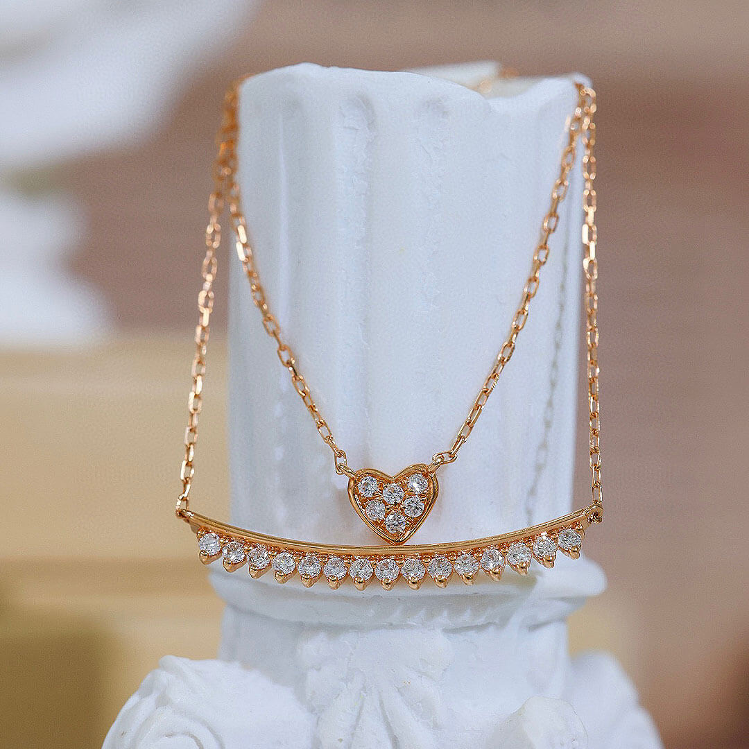 Heart Design and Diamond Necklace | Saratti