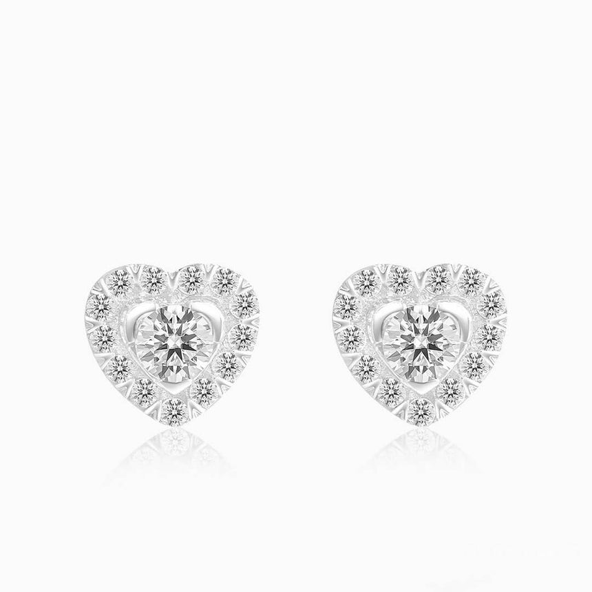 Heart Shaped Tiny Diamond Stud Earrings  | Saratti | Custom High and Fine Jewelry