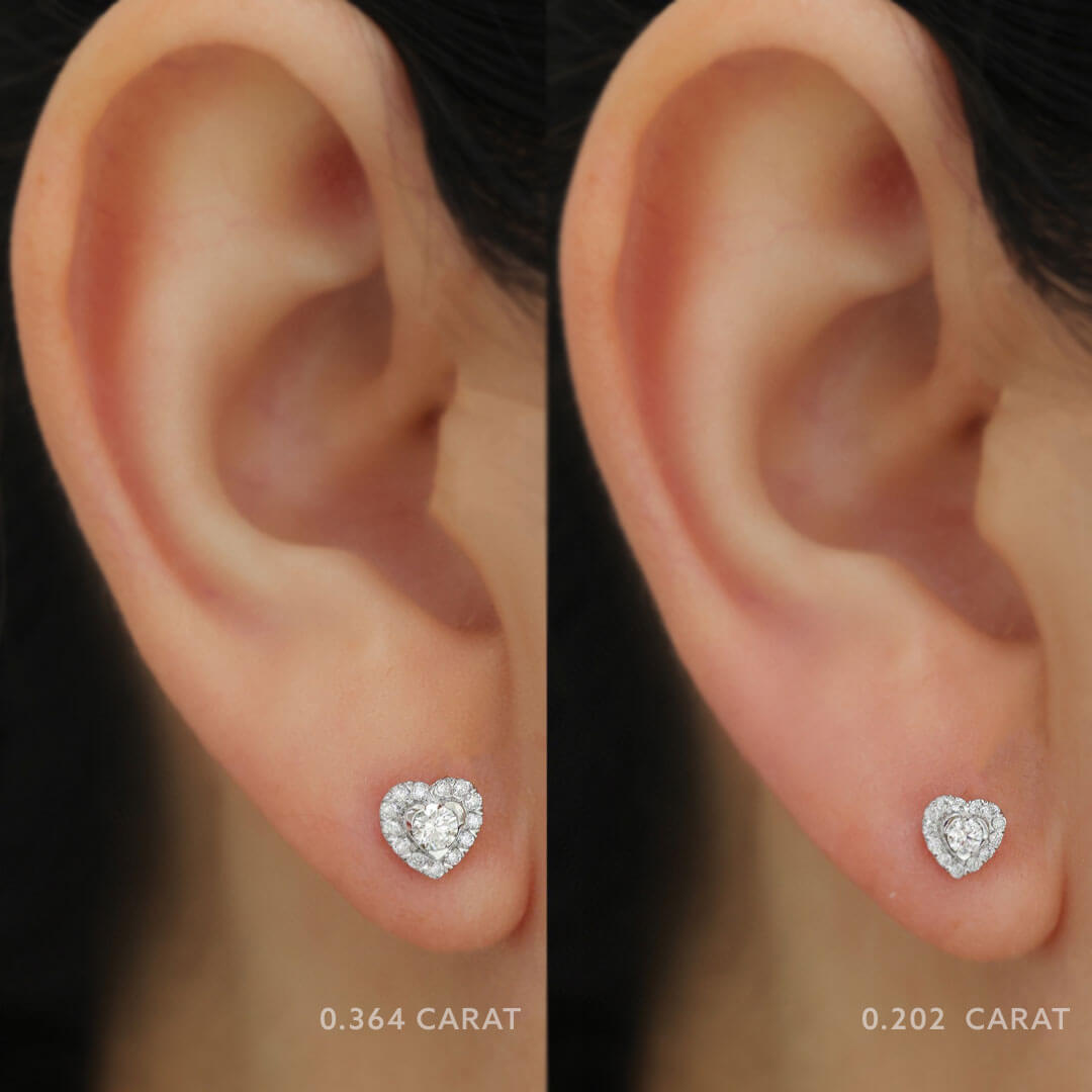 White Gold Tiny Diamond Stud Earrings on Model's Ear  | Saratti | Custom High and Fine Jewelry