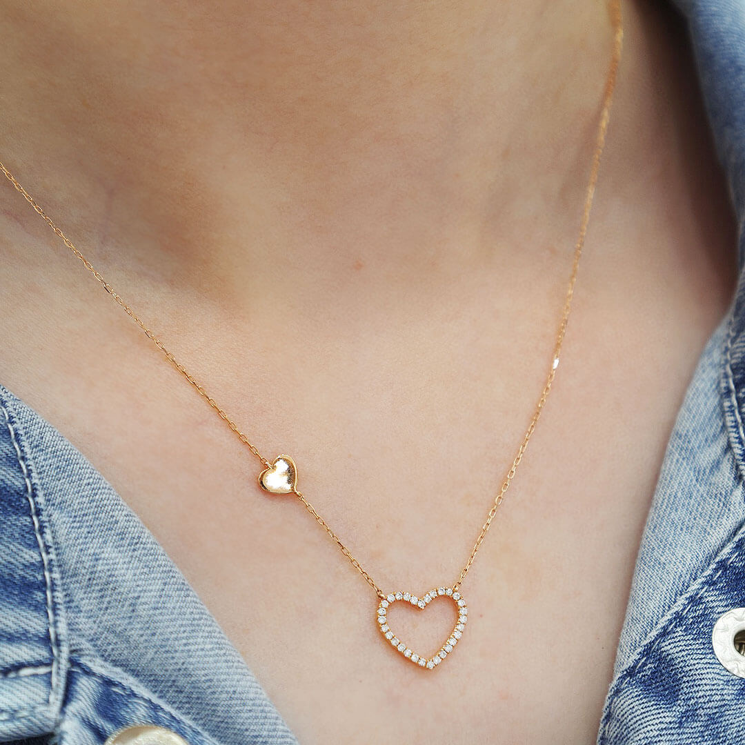 Heart Diamond Necklace in Rose Gold | Saratti