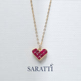 Pigeon Blood Red Alma Rosa Ruby Heart Necklace | Saratti Fine Jewelry 