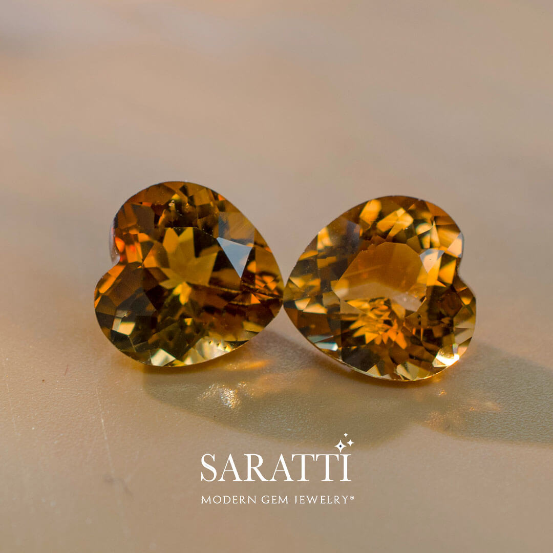 Earrings Material Heart Shape Imperial Topaz Gemstones | Saratti 