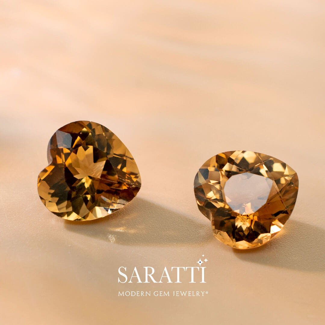 Champagne Colored Heart Shape Imperial Topaz Loose Gemstones | Saratti Gems