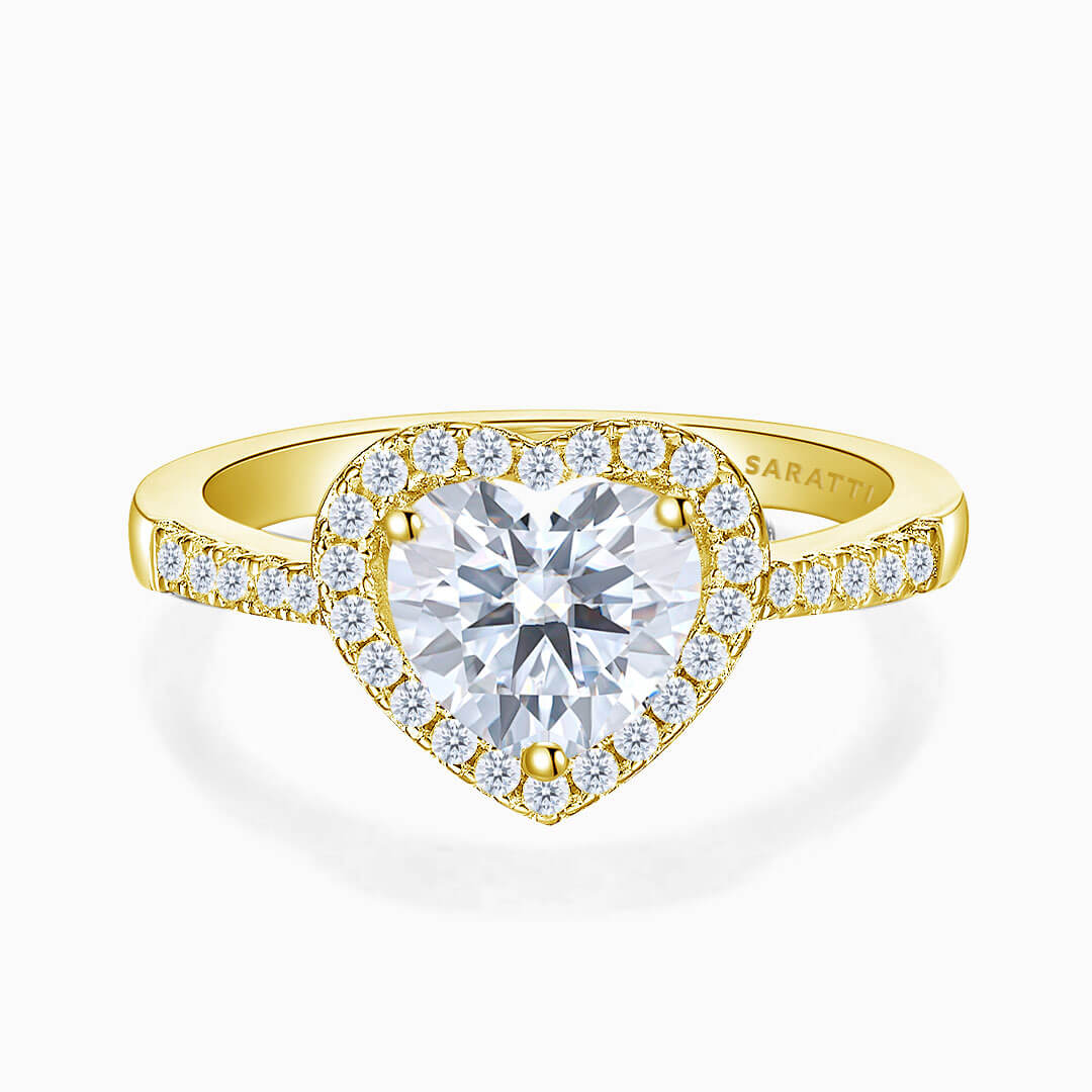 Yellow Gold Heart of Hearts Natural Diamond Engagement Ring | Saratti Diamonds