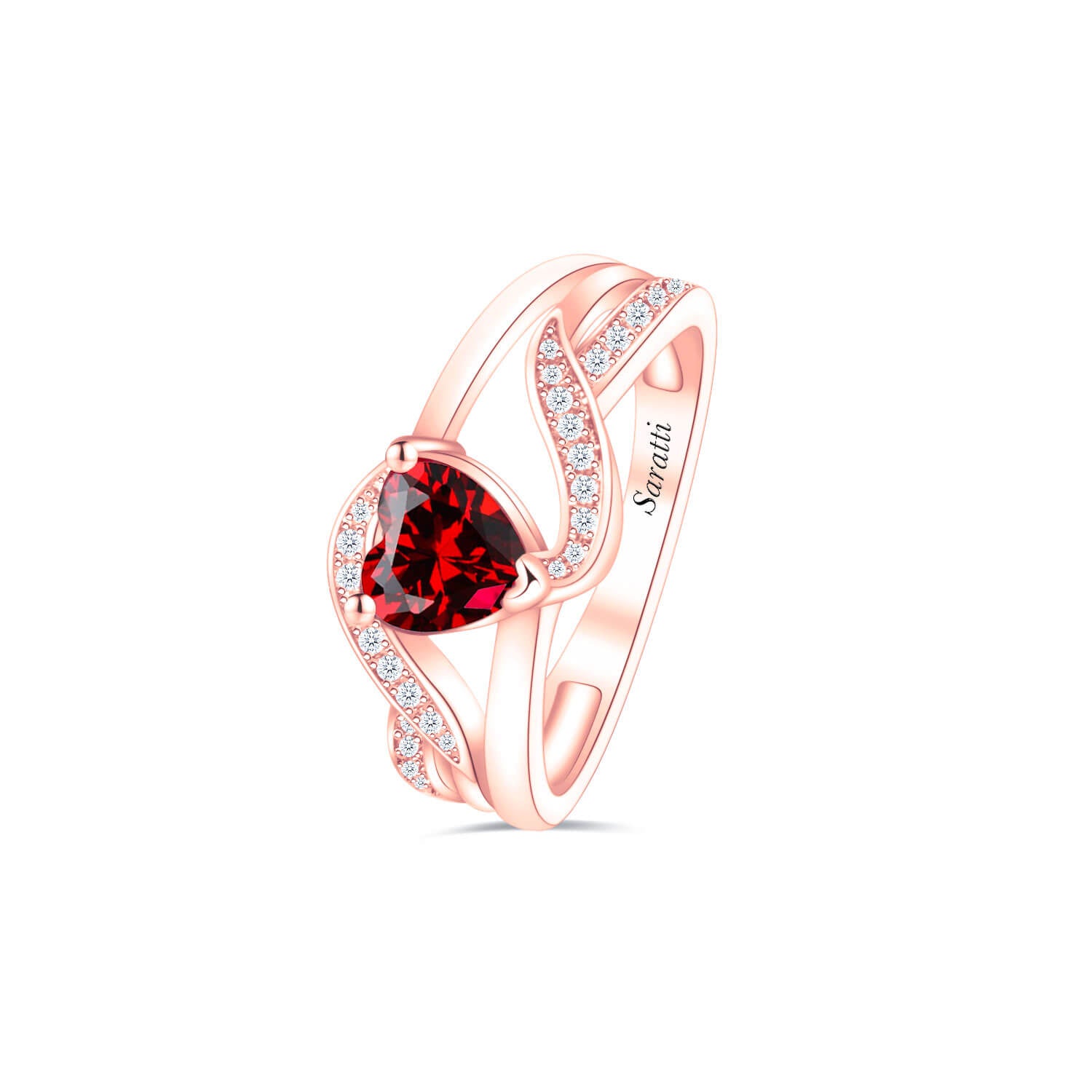   Amore Granato Rose Gold Garnet Ring | Saratti Fine Jewelry 