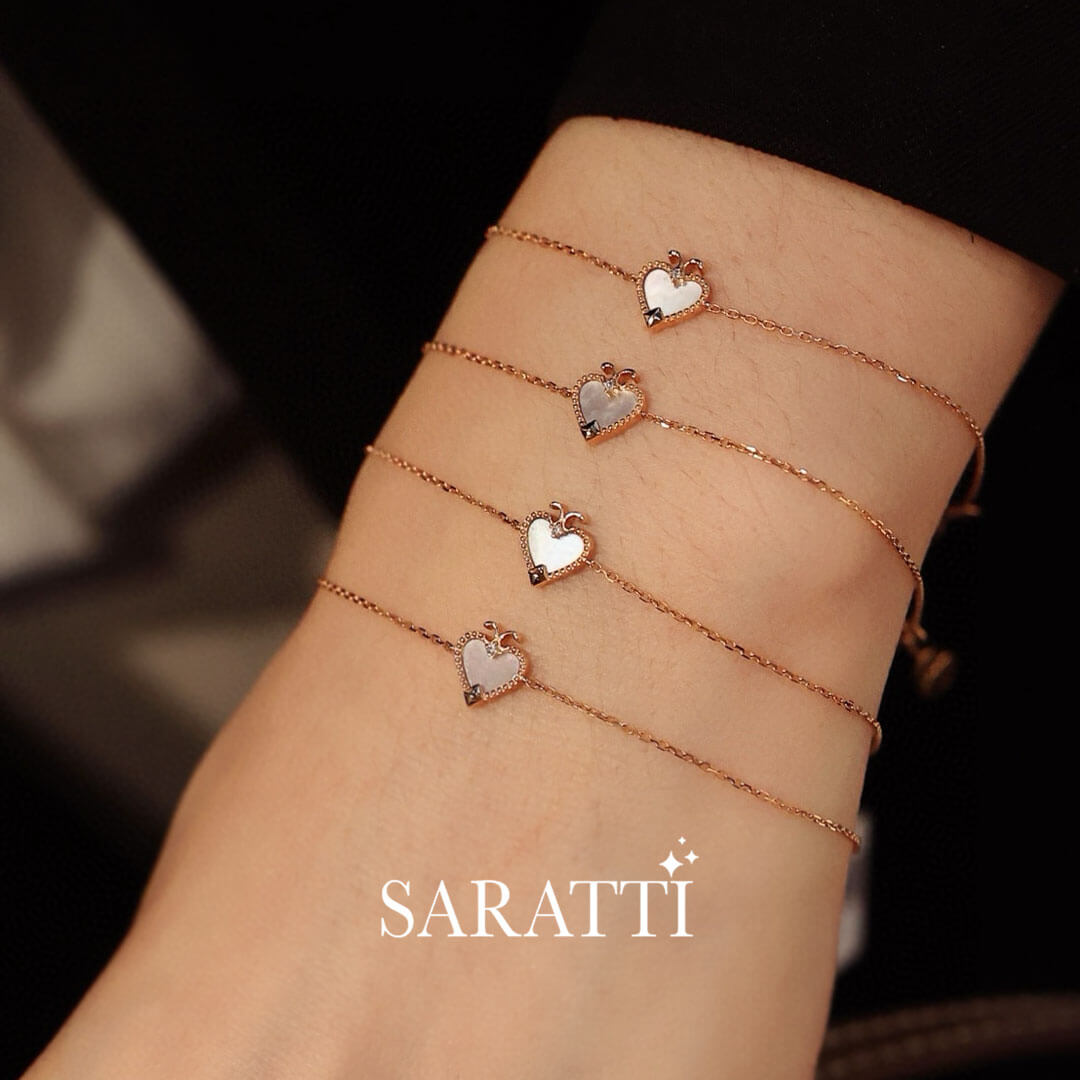 Model Four Rose Gold Ace of Spades Diamond Bracelets | Saratti 